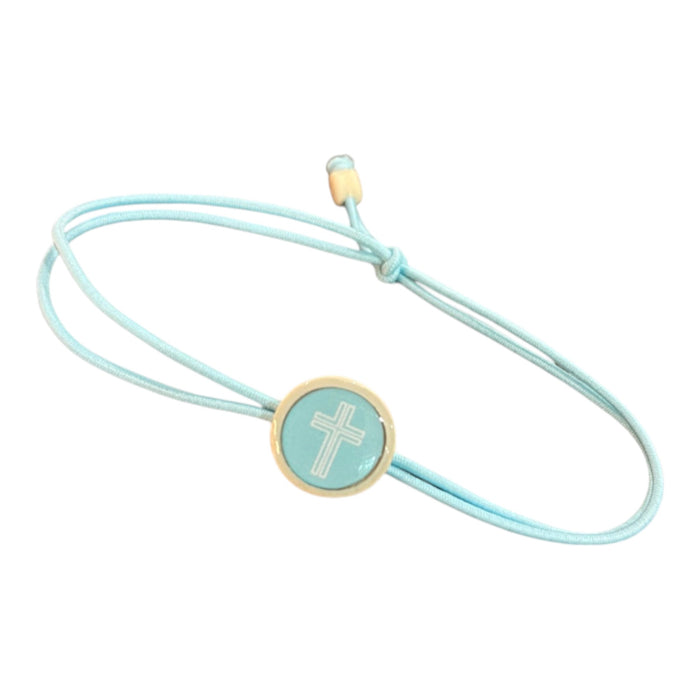 Adjustable Cross Bracelet in Sky