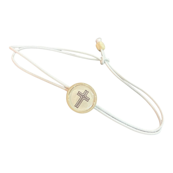 Adjustable Cross Bracelet in Vanilla