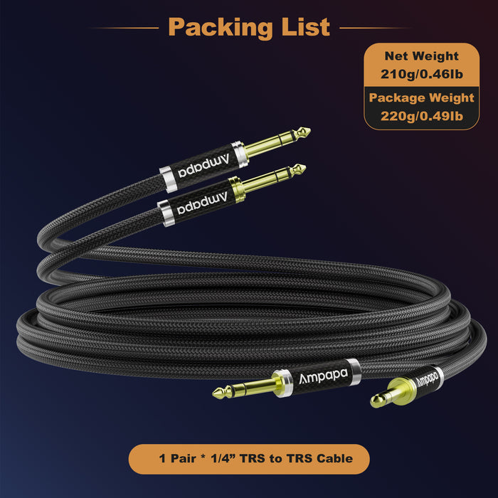 Ampapa 6.35mm TRS HiFi Audio Balanced Cable with Oxygen-free Copper