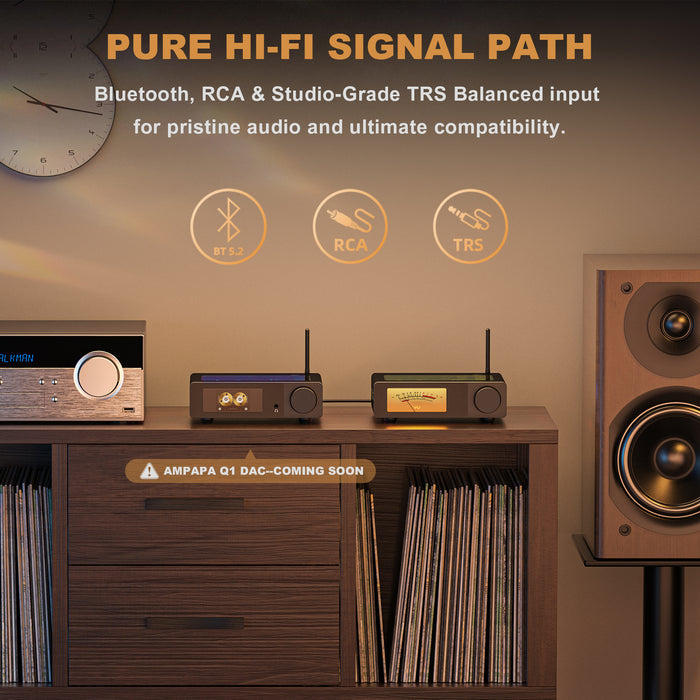 Ampapa D1 HIFI TPA3255 Amplifier with Digital VU Meter