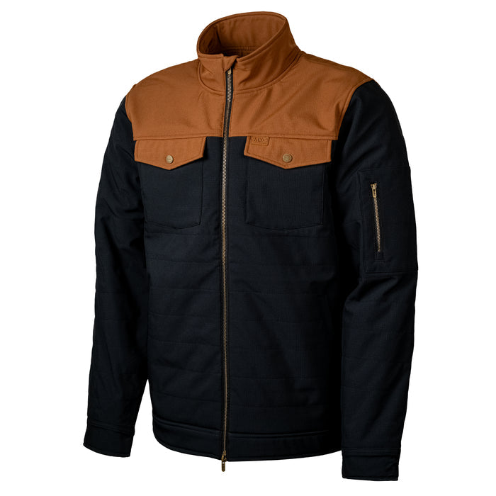 Men's Augusta Jacket in black and coyote, featuring a zip front, chest pockets, and a stylish two-tone design.
