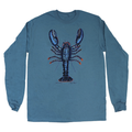 Blue Lobster Long Sleeve Adult Indigo T-shirt