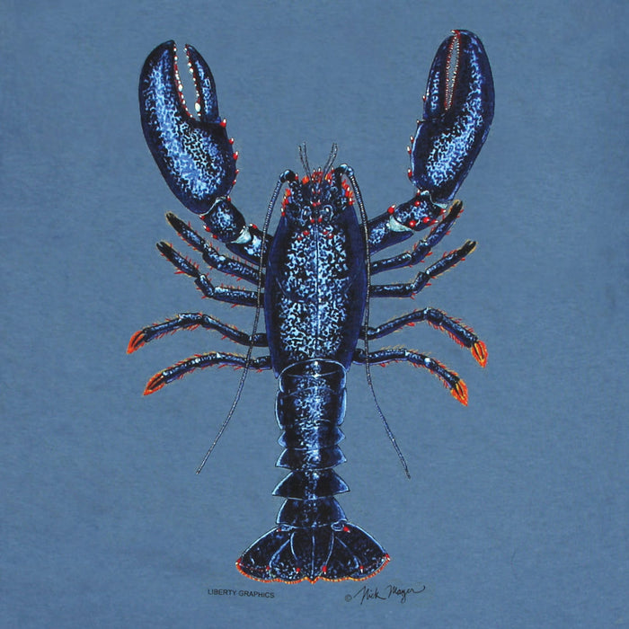 Blue Lobster Long Sleeve Adult Indigo T-shirt