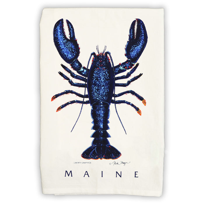 Blue Lobster w/Maine White Tea Towel