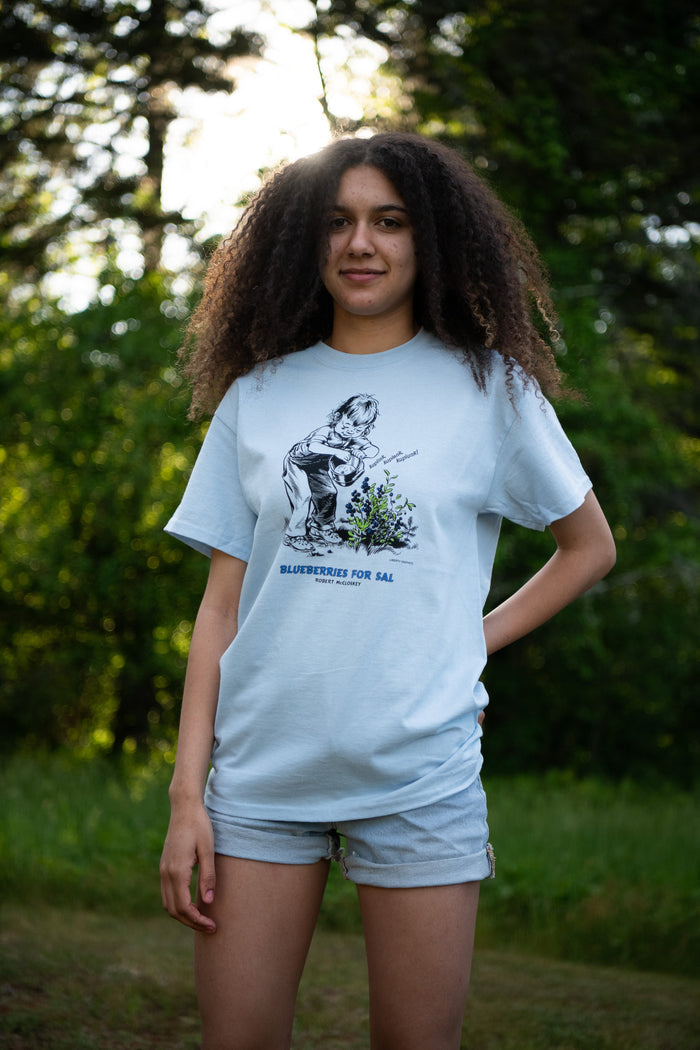 Blueberries for Sal – Kuplink! Adult Light Blue T-shirt