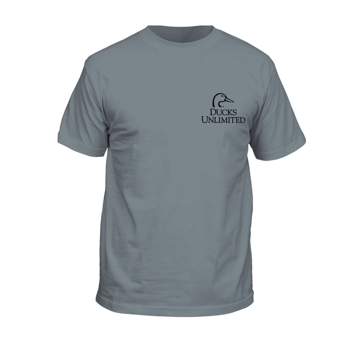 Gray t-shirt with Ducks Unlimited logo on a white background