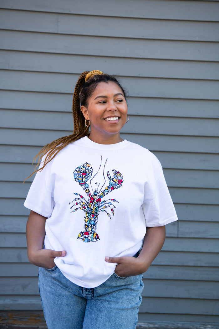 Buoy Pile Lobster Adult White T-shirt
