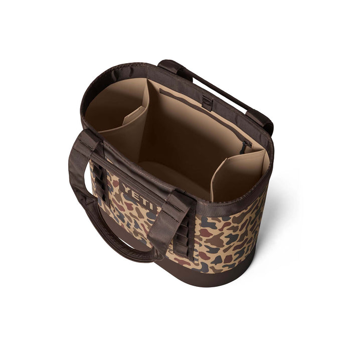 Interior view of YETI Camino 35 tote showing open storage pocket and tan inner lining.