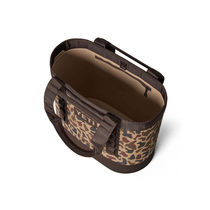 Interior view of YETI Camino 35 tote showing open storage pocket and tan inner lining.