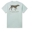 Light green t-shirt with a dog graphic and 'Southern Marsh' text on the back.