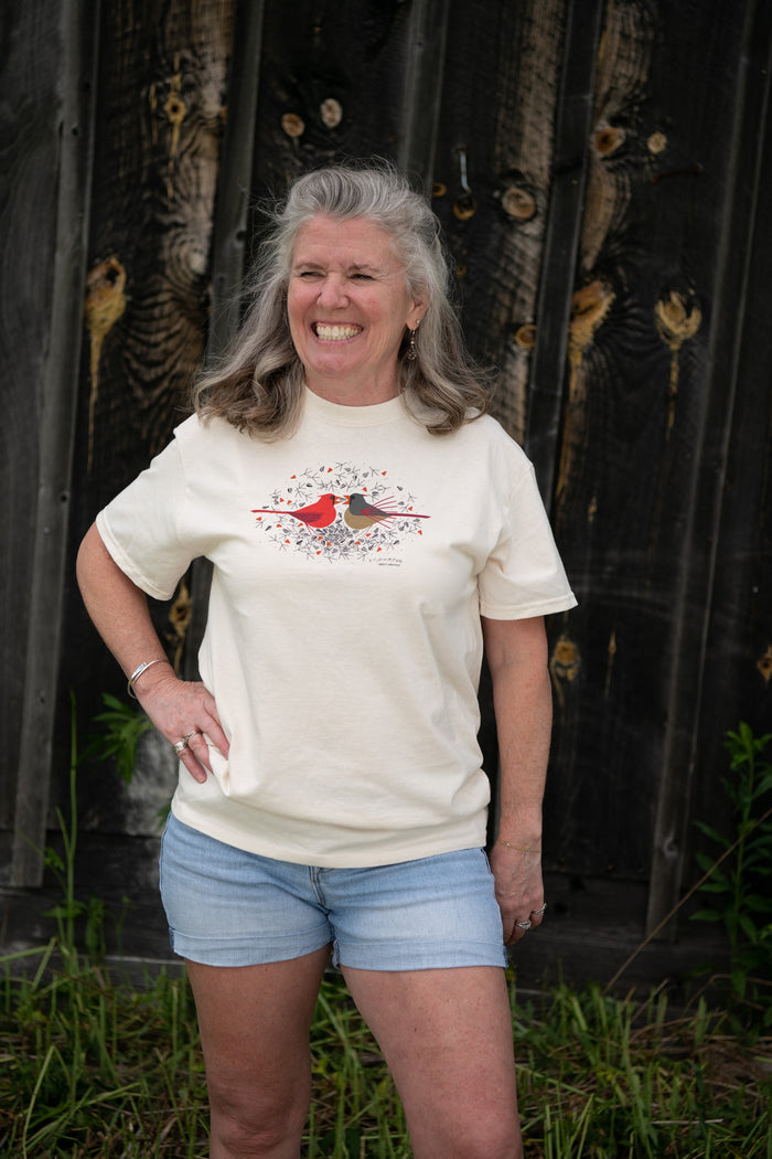 Cardinal Courtship Adult Natural T-shirt