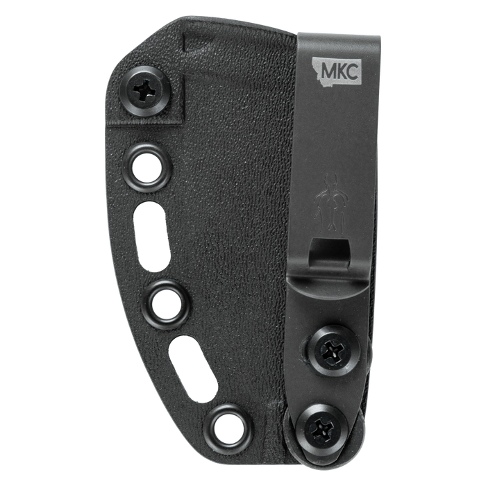 Kydex sheath for Castle Rock knife, featuring durable construction and secure attachment points for easy carry.