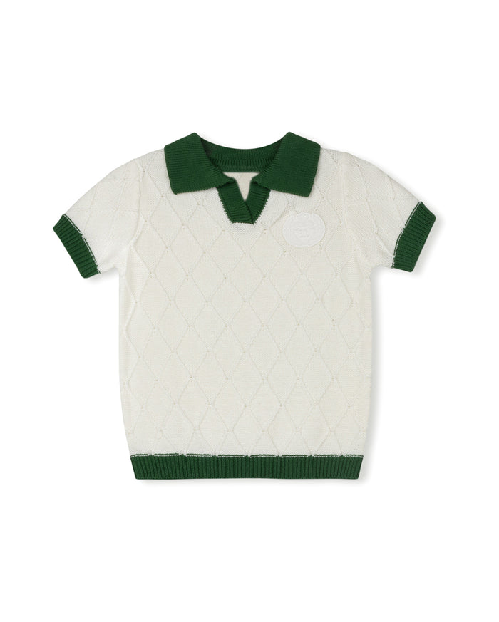 Cindy Diamond Printed Collared Sweater - Junees