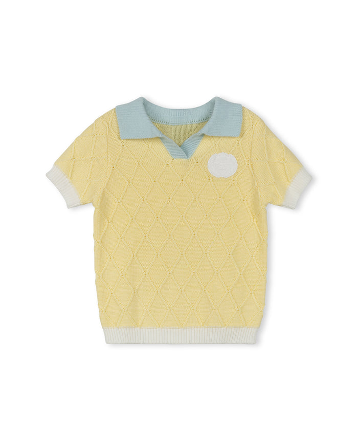 Cindy Diamond Printed Collared Sweater - Junees