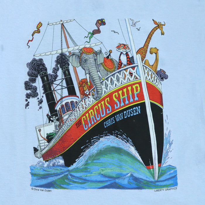 Circus Ship Light Blue Adult T-shirt