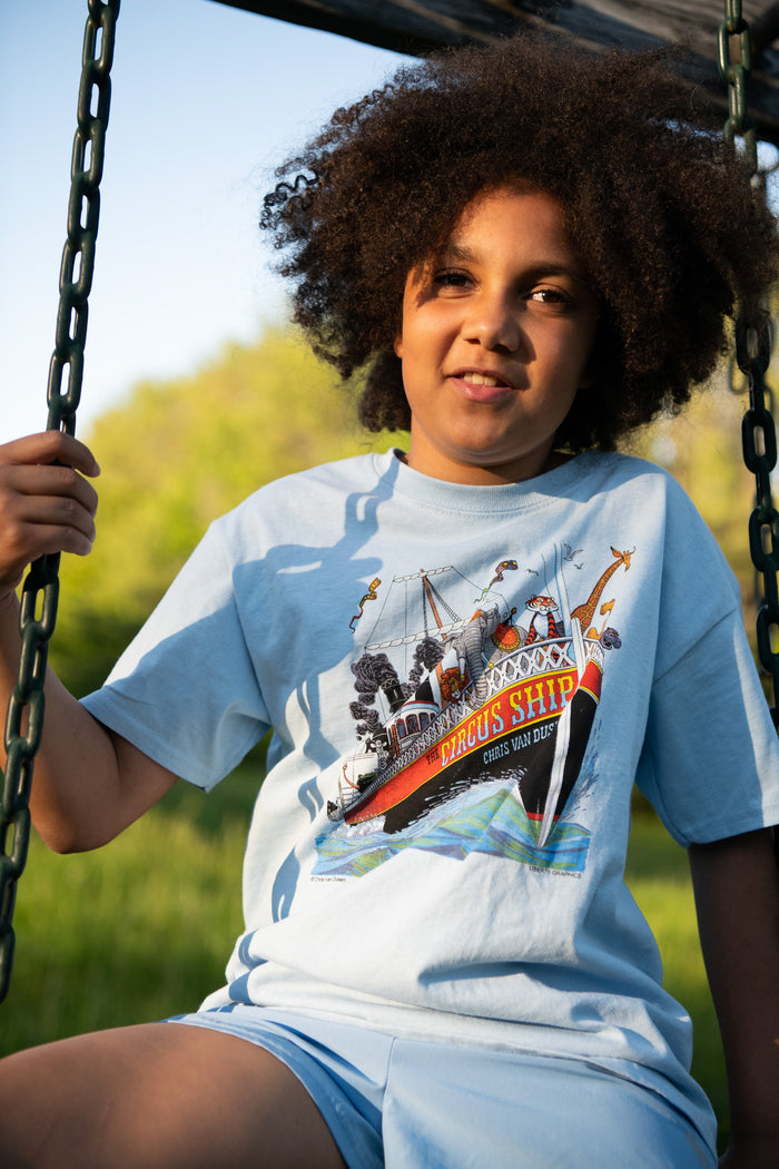 Circus Ship Light Blue Youth T-shirt