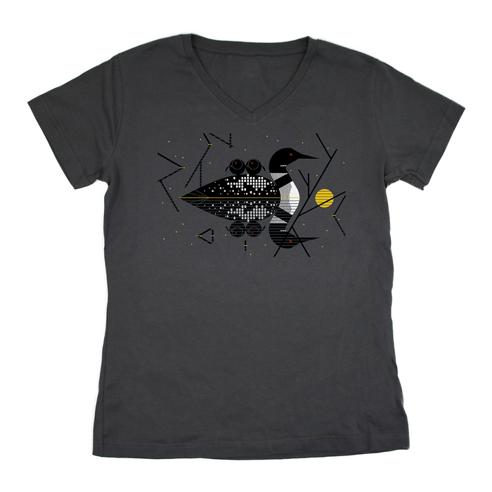 Claire de Loon Premium V-neck Ladies Charcoal T-shirt