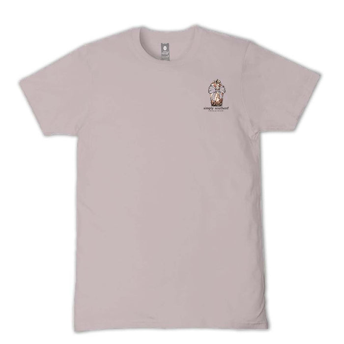 Light gray t-shirt with a Simply Southern small logo on the chest against a white background