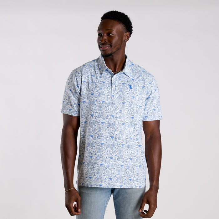 Collegiate Game Day Dirty Myrtle Polo in Blue and White