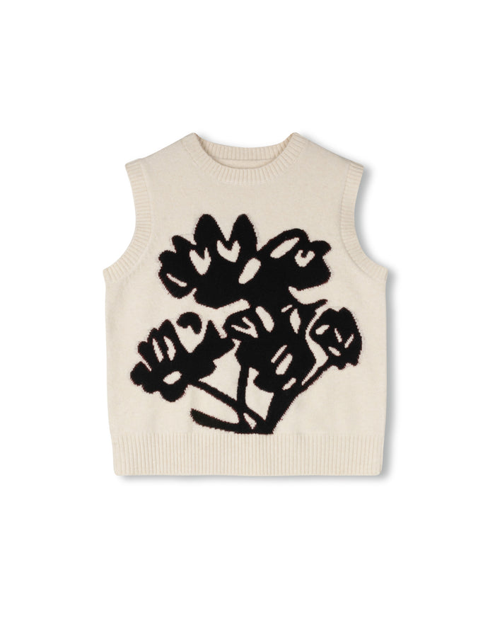 Crew Neck Graphic Knit Vest - Junees