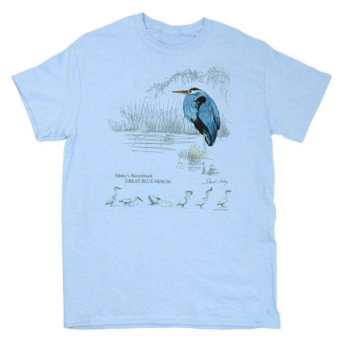 David Sibley's Great Blue Heron Adult Light Blue T-shirt