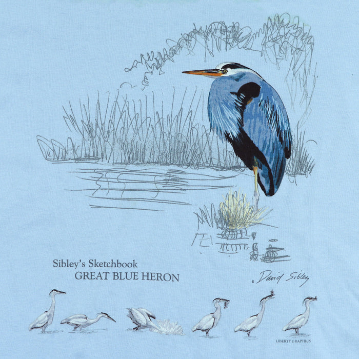 David Sibley's Great Blue Heron Adult Light Blue T-shirt