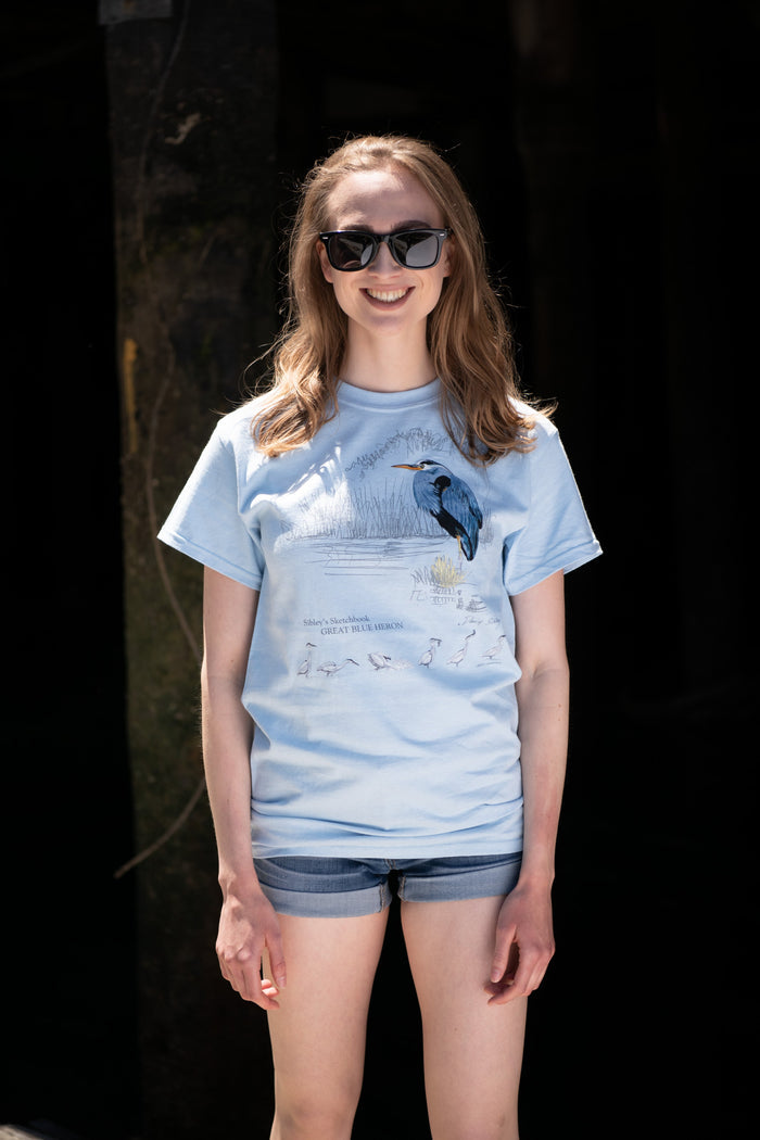 David Sibley's Great Blue Heron Adult Light Blue T-shirt
