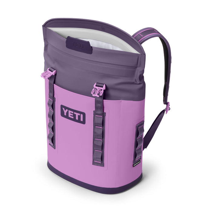 Purple YETI backpack cooler on a white background