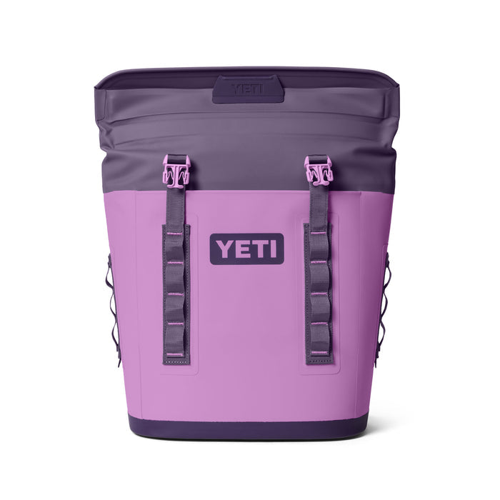 Purple YETI backpack cooler on a white background