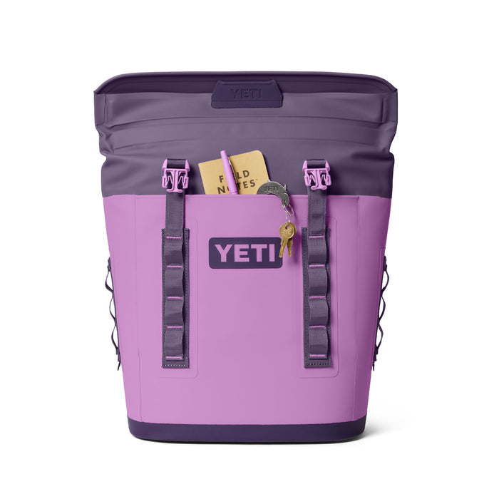 Purple YETI backpack cooler on a white background