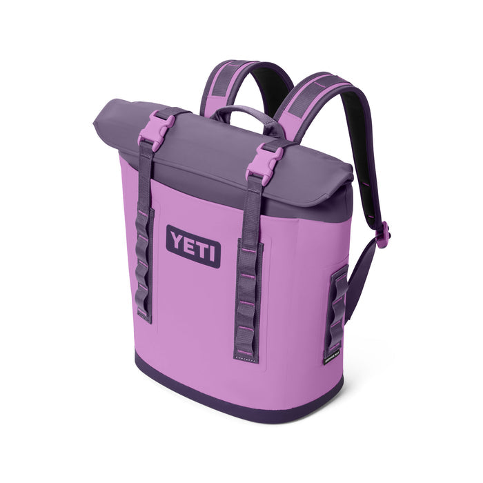 Purple YETI backpack cooler on a white background