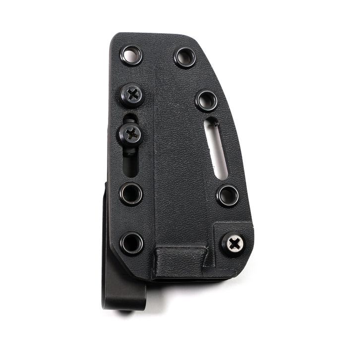 Discreet carry pocket clip designed for secure attachment, featuring durable materials and adjustable screws for customization.