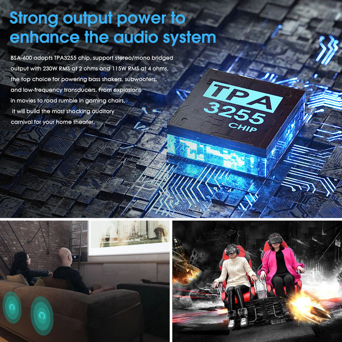 Douk Audio BSA-600 230W Bridge Stereo/Mono Bass Shaker Amplifier Subwoofer Power Amp for Transducer