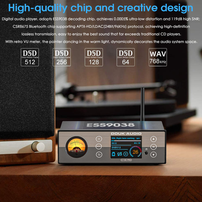 Douk Audio C100 PRO Mini Digital Audio player Hi-res Music Streamer Preamp 384K DSD