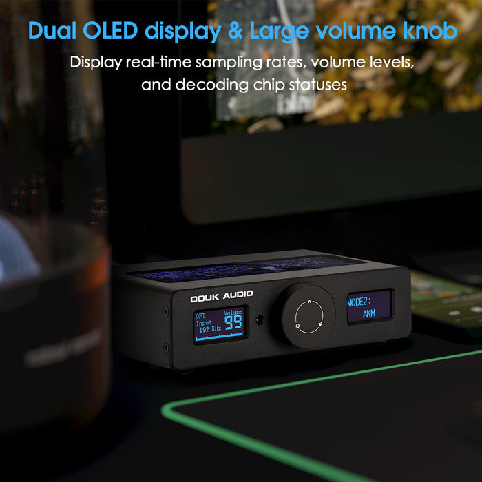 Douk Audio DAC-Q11 HiFi ESS9038Q2M+AK4493 USB DAC Audio Adapter COAX/OPT D/A Converter DSD256