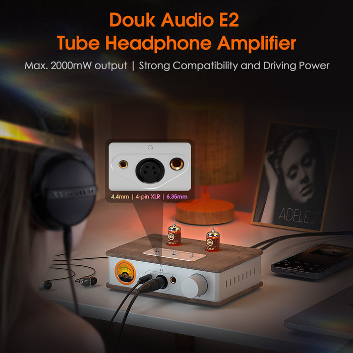Douk Audio E2 Tube Headphone Amplifier XLR/4.4mm/6.35mm HiFi Stereo Preamplifier