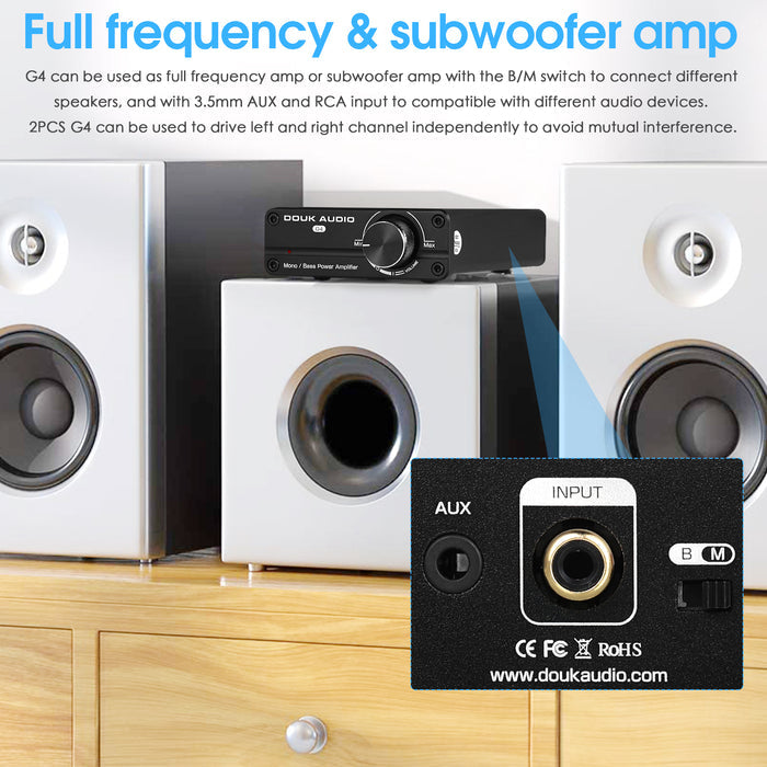 Douk Audio G4 Mono Channel Digital Amplifier Subwoofer/Full-Frequency Power Amp 100W