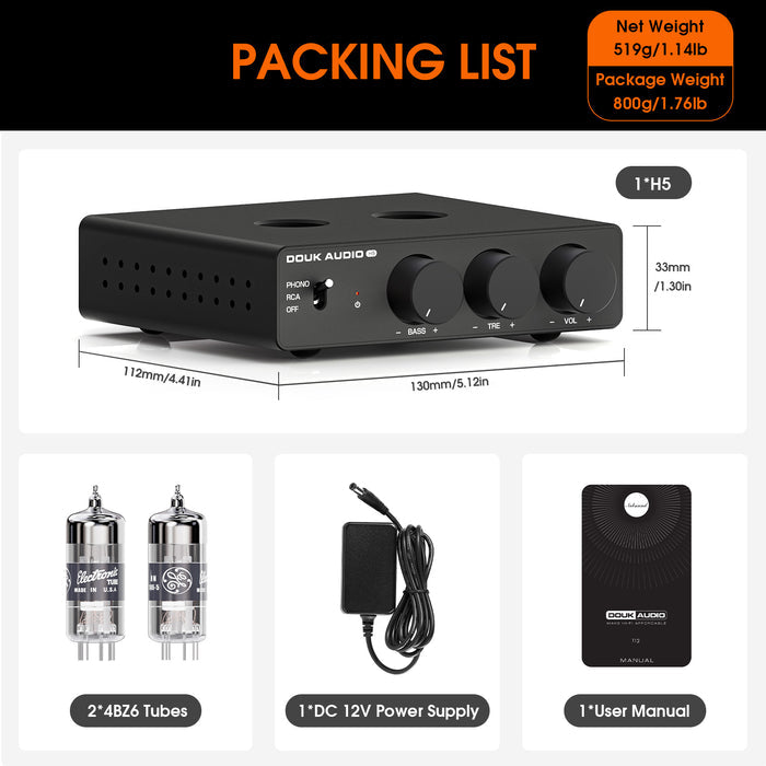 Douk Audio H5 Tube Preamp with LPF / HPF