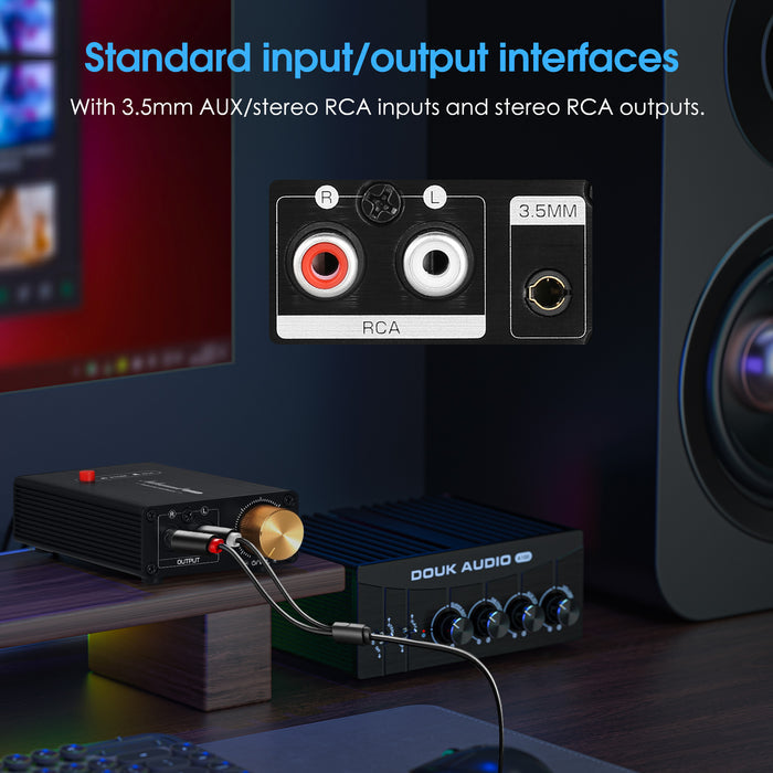 Douk Audio L1MINI Mini Stereo Line Level Booster Amplifier Audio Preamp 20dB Gain + Volume Control