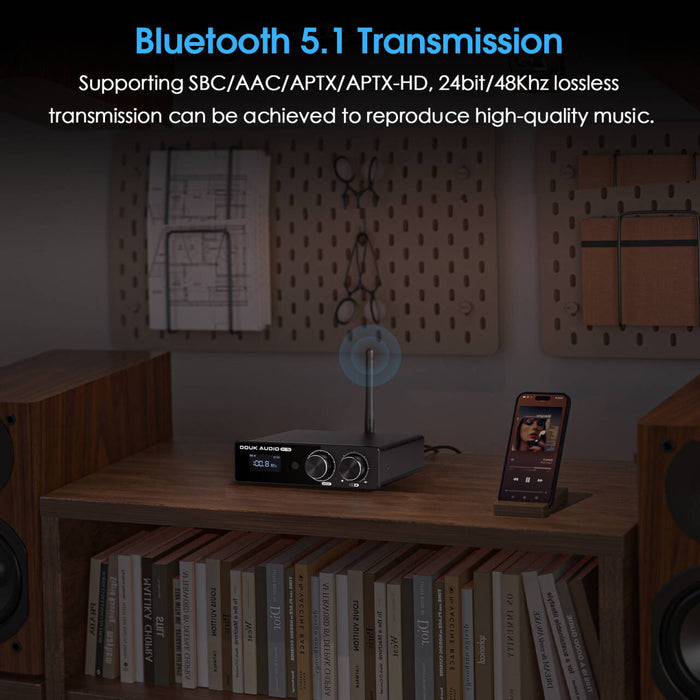 Douk Audio M1FM HiFi TPA3116 Digital Amplifier Bluetooth 5.1 Stereo Receiver Home FM Amp 50W*2