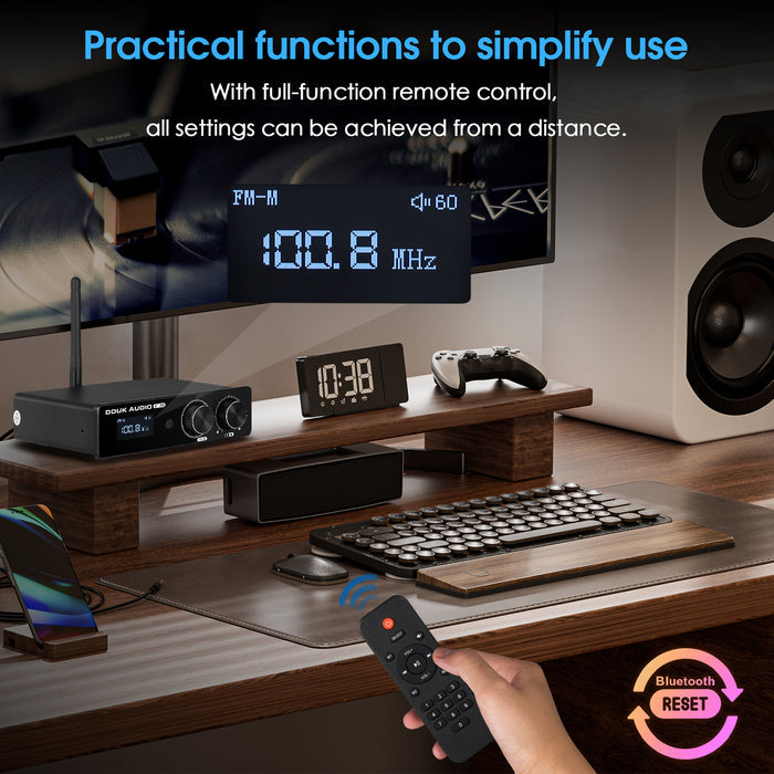 Douk Audio M1FM HiFi TPA3116 Digital Amplifier Bluetooth 5.1 Stereo Receiver Home FM Amp 50W*2