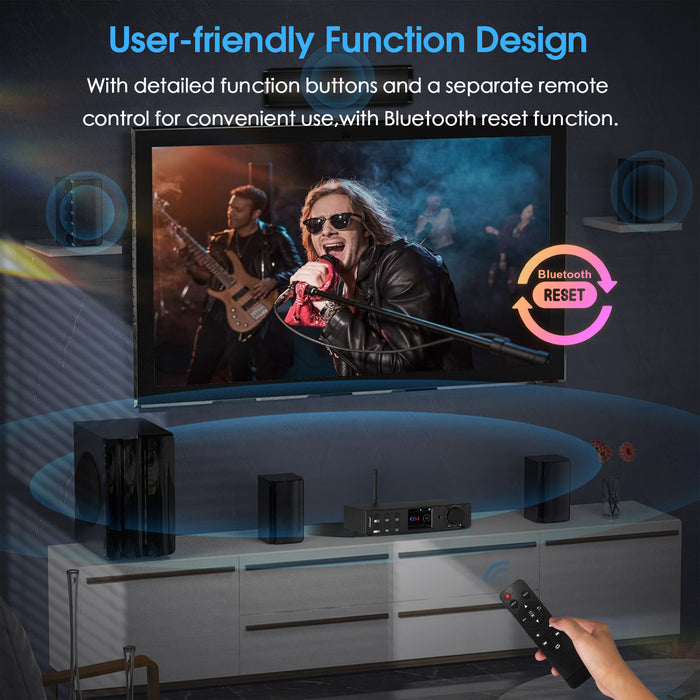Douk Audio M5.1PRO HiFi 5.1 Channel Bluetooth Amplifier Stereo COA/OPT Converter USB Player DSD256