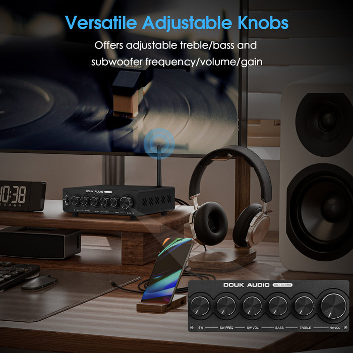 Douk Audio NS-14G PRO HiFi 2.1 Channel Bluetooth TPA3255 Digital Amplifier Subwoofer Stereo Audio Amp