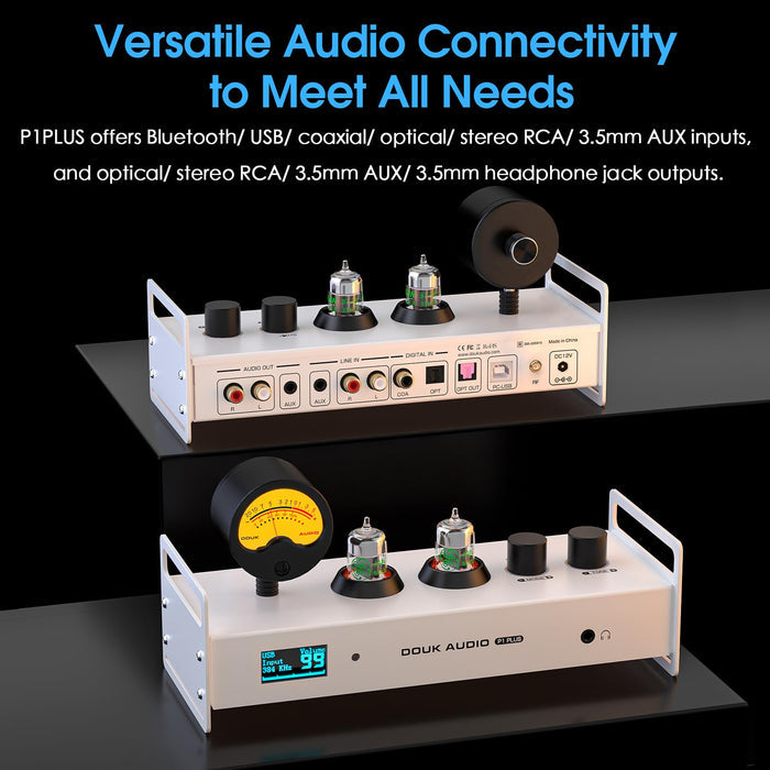 Douk Audio P1 PLUS Bluetooth Tube Preamp USB DAC Headphone Amp w/VU Meter DSD256