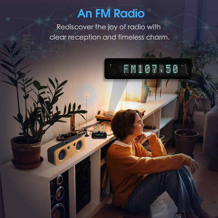Douk Audio P2-FM Magic 6E2 Preamp Stereo Headphone Amp Sound Level Indicator FM Radio Clock