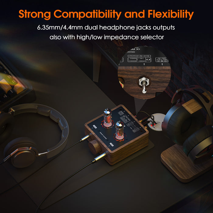 Douk Audio P5 HiFi Vaccum Tube Headphone Amplifier Stereo Audio Preamp with 4.4/6.35mm Jack