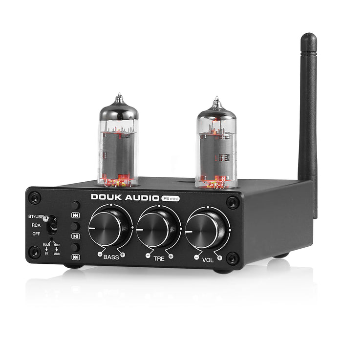 Douk Audio P6 MINI HiFi Vacuum Tube Preamp Bluetooth Stereo Audio Pre-amplifier Tone Control