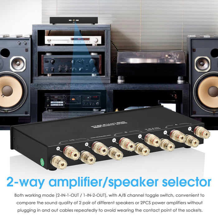 Douk Audio SP102 Passive 2(1)-IN-1(2)-OUT Audio Selector Stereo Switcher for Amplifier/Speaker