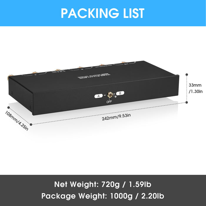 Douk Audio SP102 Passive 2(1)-IN-1(2)-OUT Audio Selector Stereo Switcher for Amplifier/Speaker