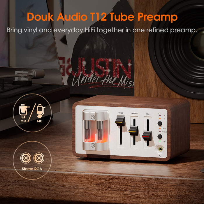Douk Audio T12 Tube Phono Preamp MM/MC Turntable Headphone Amp